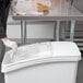 Baker's Mark 27 Gallon / 430 Cup White Slant Top Mobile Ingredient Storage Bin with Sliding Lid & Scoop Main Thumbnail 6