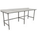 Advance Tabco TFSS-249 24" x 108" 14 Gauge Open Base Stainless Steel Commercial Work Table with 1 1/2" Backsplash Main Thumbnail 1