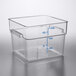 Choice 12 Qt. Clear Square Polycarbonate Food Storage Container with Blue Gradations Main Thumbnail 2