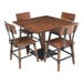 Lancaster Table & Seating 36" x 36" Solid Wood Live Edge Dining Height Table and 4 Chairs with Antique Walnut Finish Main Thumbnail 3