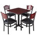 Lancaster Table & Seating 30" x 30" Reversible Cherry / Black Standard Height Dining Set with Mahogany Bistro Chair and Padded Seat Main Thumbnail 2