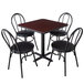 Lancaster Table & Seating 30" x 30" Reversible Cherry / Black Standard Height Dining Set with Hairpin Cafe Chair and Padded Seat Main Thumbnail 2