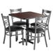 Lancaster Table & Seating 30" x 30" Reversible Cherry / Black Standard Height Dining Set with Clear Coat Steel Cross Back Chair and Padded Seat Main Thumbnail 2