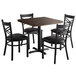 Lancaster Table & Seating 30" Square Recycled Wood Butcher Block Dining Height Table with 4 Black Cross Back Chairs - Espresso Main Thumbnail 2