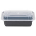 Pactiv Newspring NC-838-B 24 oz. Black 5" x 7 1/4" x 2" VERSAtainer Rectangular Microwavable Container with Lid - 150/Case Main Thumbnail 2