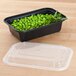 Pactiv Newspring NC-838-B 24 oz. Black 5" x 7 1/4" x 2" VERSAtainer Rectangular Microwavable Container with Lid - 150/Case Main Thumbnail 1