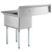 Regency 44" 16 Gauge Stainless Steel One Compartment Commercial Sink with Galvanized Steel Legs and 1 Drainboard - 17" x 23" x 12" Bowl Main Thumbnail 4