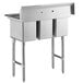 Regency 39" 16-Gauge Stainless Steel Three Compartment Commercial Sink with Stainless Steel Legs, Cross Bracing, and without Drainboard - 10" x 14" x 12" Bowls Main Thumbnail 4