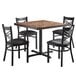 Lancaster Table & Seating 36" Square Standard Height Recycled Wood Butcher Block Table with 4 Black Cross Back Chairs - Vintage Main Thumbnail 2