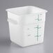 Carlisle 11961PE02 4 Qt. White Square Polyethylene Food Storage Container with Green Graduations Main Thumbnail 2