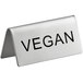 Choice 3" x 1 1/2" Double Sided Stainless Steel "Vegan" Table Tent Sign Main Thumbnail 3