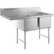 Regency 58 1/2" 16-Gauge Stainless Steel Two Compartment Commercial Sink with Stainless Steel Legs, Cross Bracing, and 1 Drainboard - 18" x 24" x 14" Bowls Main Thumbnail 1