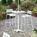 Lancaster Table & Seating 32" x 32" White Powder-Coated Aluminum Bar Height Outdoor Table with Umbrella Hole Main Thumbnail 1