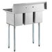 Regency 39" 16-Gauge Stainless Steel Three Compartment Commercial Sink with Galvanized Steel Legs and without Drainboards - 10" x 14" x 12" Bowls Main Thumbnail 4