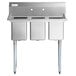 Regency 39" 16-Gauge Stainless Steel Three Compartment Commercial Sink with Galvanized Steel Legs and without Drainboards - 10" x 14" x 12" Bowls Main Thumbnail 5