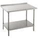 Advance Tabco FSS-302 30" x 24" 14 Gauge Stainless Steel Commercial Work Table with Undershelf and 1 1/2" Backsplash Main Thumbnail 1