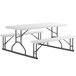 Lancaster Table & Seating 30" x 72" Rectangular White Plastic Folding Picnic Table with Attached Benches Main Thumbnail 1