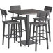 Lancaster Table & Seating 36" Square Antique Slate Gray Solid Wood Live Edge Bar Height Table with 4 Bar Chairs Main Thumbnail 1