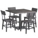 Lancaster Table & Seating 36" Square Antique Slate Gray Solid Wood Live Edge Dining Height Table with 4 Chairs Main Thumbnail 1