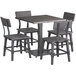 Lancaster Table & Seating 30" Square Antique Slate Gray Solid Wood Live Edge Dining Height Table with 4 Chairs Main Thumbnail 1