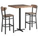 Lancaster Table & Seating 30" Square Bar Height Recycled Wood Vintage Butcher Block Table with 2 Boomerang Chairs Main Thumbnail 1