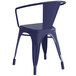 Lancaster Table & Seating Alloy Series Navy Metal Indoor Industrial Cafe Arm Chair Main Thumbnail 3