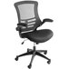 Mid-Back Black Mesh Office Chair with Flip-Up Arms and Nylon Base Main Thumbnail 2