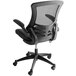 Mid-Back Black Mesh and Leather Office Chair with Flip-Up Arms and Nylon Base Main Thumbnail 3