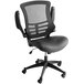 Mid-Back Black Mesh and Leather Office Chair with Flip-Up Arms and Nylon Base Main Thumbnail 4
