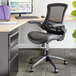 Mid-Back Black Mesh and Leather Office Chair with Flip-Up Arms and Nylon Base Main Thumbnail 1