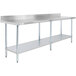 Regency 30" x 96" 18-Gauge 304 Stainless Steel Commercial Work Table with 4" Backsplash and Galvanized Undershelf Main Thumbnail 3