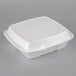 Dart 90HTPF3R 9" x 9" x 3" Perforated White Foam Three-Compartment Square Take Out Container with Hinged Lid - 200/Case Main Thumbnail 2