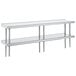 Advance Tabco ODS-12-120R 12" x 120" Table Rear Mounted Double Deck Stainless Steel Shelving Unit with 1" Rear Turn-Up Main Thumbnail 1
