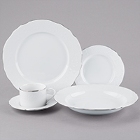 10 Strawberry Street Vine Silver Line White Porcelain Dinnerware