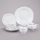 10 Strawberry Street Silver Double Line Porcelain Dinnerware