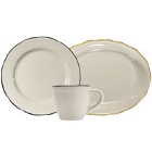 CAC Scalloped Edge Colored Band Ivory China Dinnerware