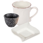 Stoneware Cups, Mugs, and Saucers