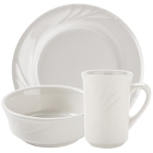 Tuxton Monterey Embossed Rim Ivory (American White) China Dinnerware