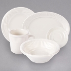 Tuxton Hampshire Embossed Rim Ivory (American White) China Dinnerware