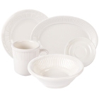 Tuxton Hampshire Embossed Rim Ivory (American White) China Dinnerware