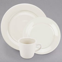 Choice Wide Rim Rolled Edge Ivory (American White) China Dinnerware