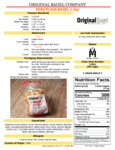 Original Bagel 1.3 oz. Plain Mini Bagel Nutrition Information Original Bagel 1.3 oz. Plain Mini Bagel Nutrition Information