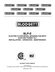 Blodgett BLP-E Manual Blodgett BLP-E Manual