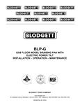 Blodgett BLP-G Manual Blodgett BLP-G Manual