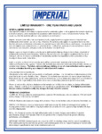 Imperial Range Warranty Imperial Range Warranty