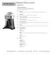Hamilton Beach 1G96700 Spec Sheet Hamilton Beach 1G96700 Spec Sheet