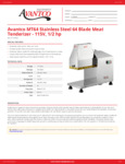Avantco MT64 Stainless Steel 64 Blade Meat Tenderizer Spec Sheet Avantco MT64 Stainless Steel 64 Blade Meat Tenderizer Spec Sheet