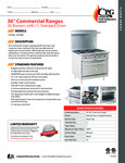 CPG Commercial Range Series 351S36 6 Burner 1 Oven Spec Sheet CPG Commercial Range Series 351S36 6 Burner 1 Oven Spec Sheet