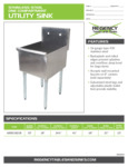 Spec SheetSpec Sheet for Regency Tables and Sinks 600S11821B Stainless Steel One Compartment Utility Sink Spec SheetSpec Sheet for Regency Tables and Sinks 600S11821B Stainless Steel One Compartment Utility Sink