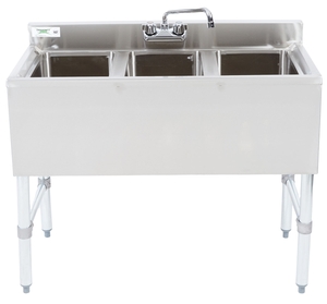 Regency 3 Bowl Underbar Sink With Faucet 38 1 2 X 18 3 4